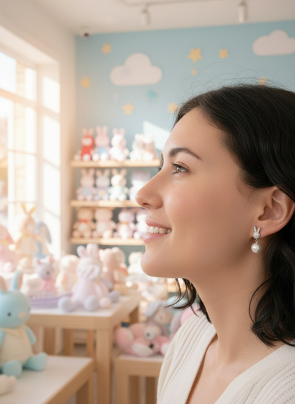 My Bunny Pearl Earrings in 925 Silver