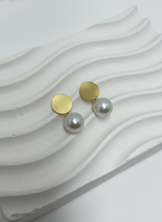 I Want to Be Golden Minimalist Matte Silver Pearl Earrings in 925 Silver